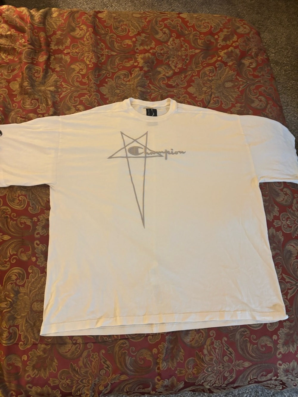 Rick Owens Champion Jumbo Shirt Size L Cream Color Made In Italy Authentic